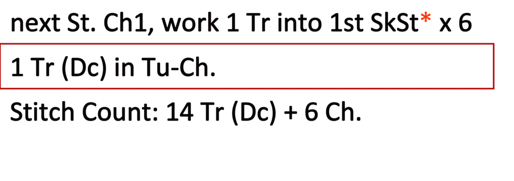 Crochet Pattern - Crossed Trebles written pattern row 7