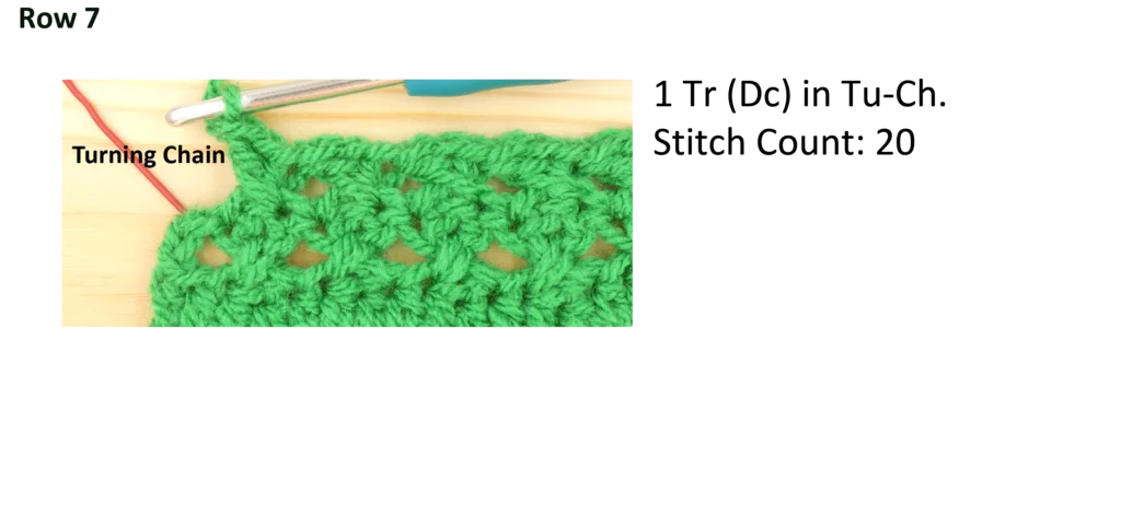 Crochet Pattern - Crossed Trebles photo pattern row 7