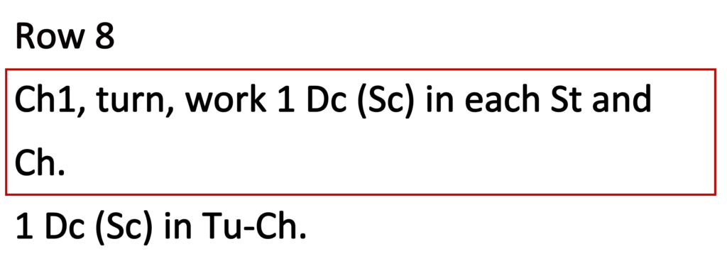 Crochet Pattern - Crossed Trebles written pattern row 8
