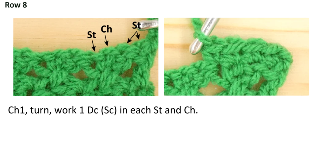 Crochet Pattern - Crossed Trebles photo pattern row 8