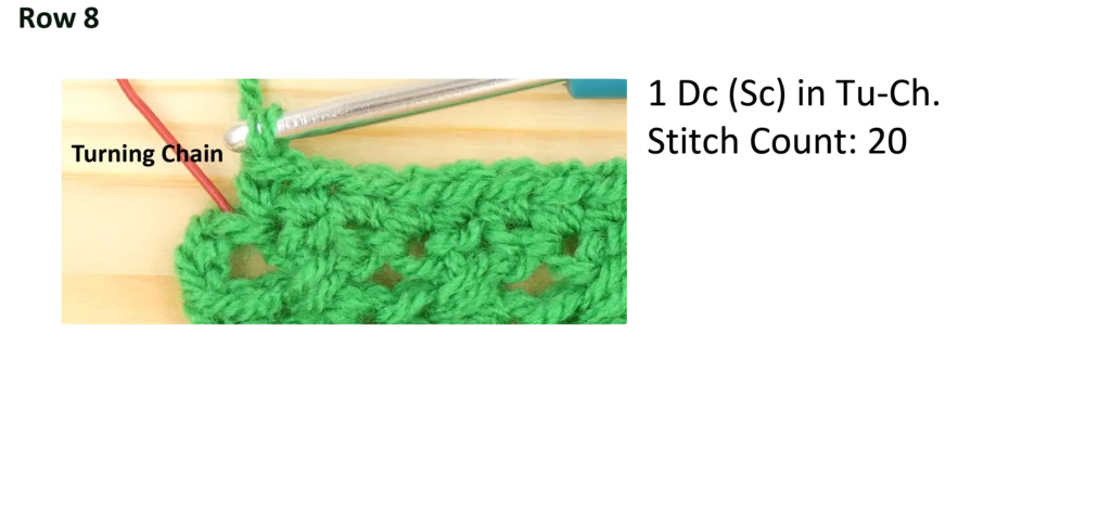 Crochet Pattern - Crossed Trebles photo pattern row 8