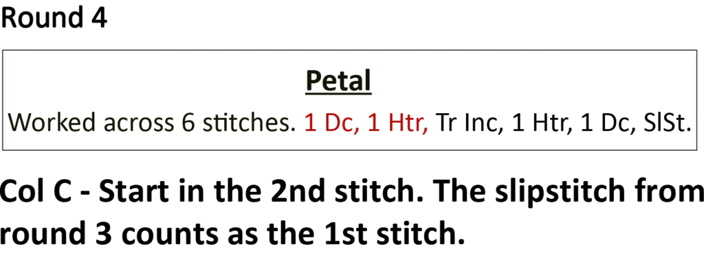 crochet pattern - easy crochet flower crochet written pattern round 4 petal instruction