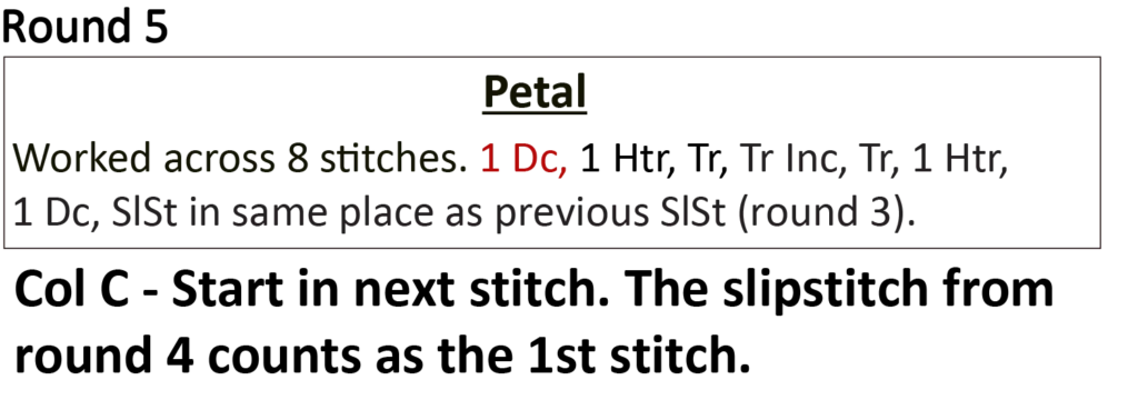 crochet pattern - easy crochet flower crochet written pattern, round 5