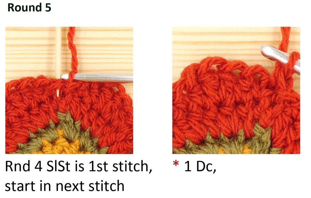 crochet pattern - easy crochet flower crochet photo pattern, round 5