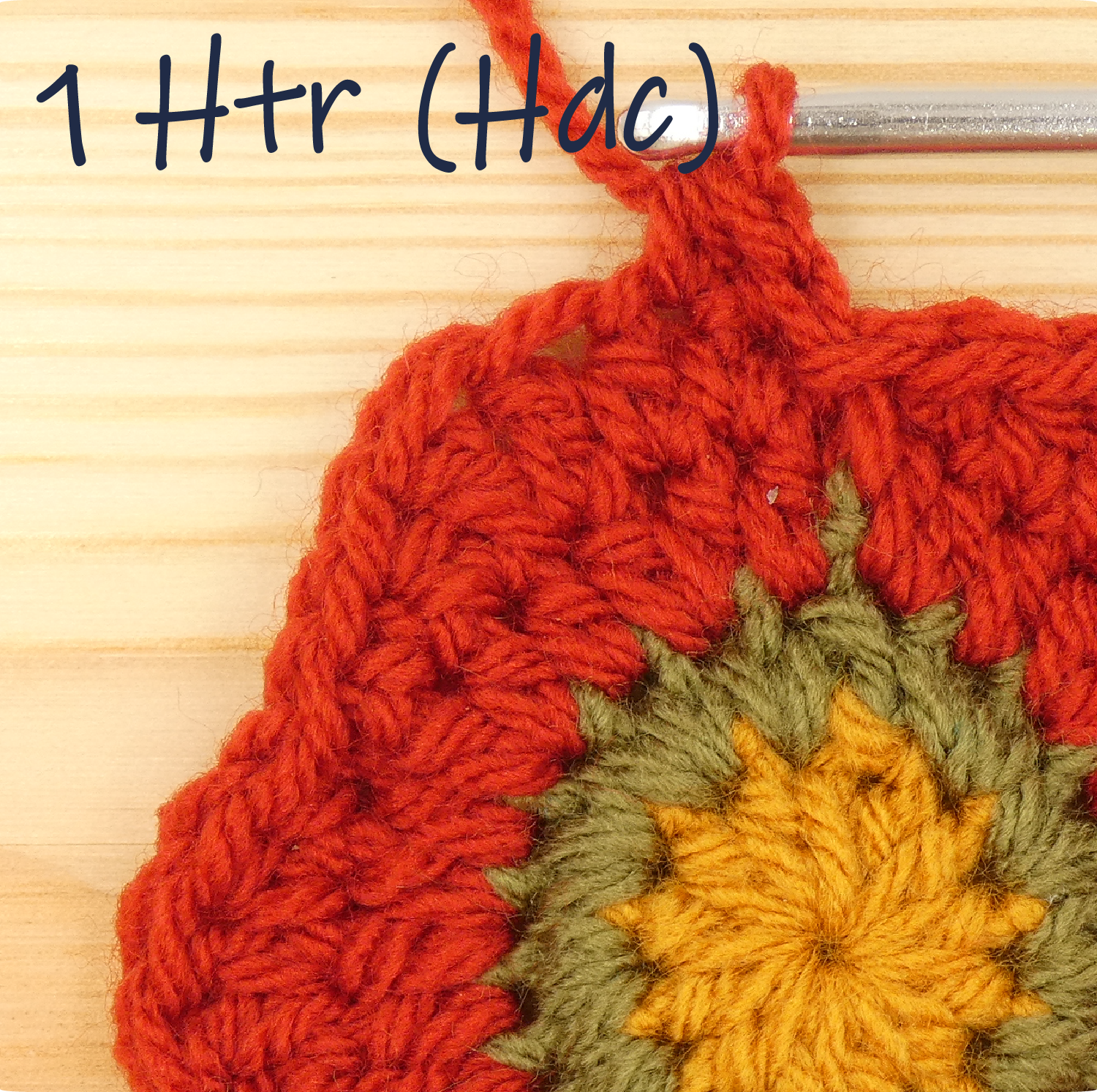 crochet pattern - easy crochet flower crochet photo pattern, round 5, 1 htr, 1 tr, 1 hdc, 1 dc