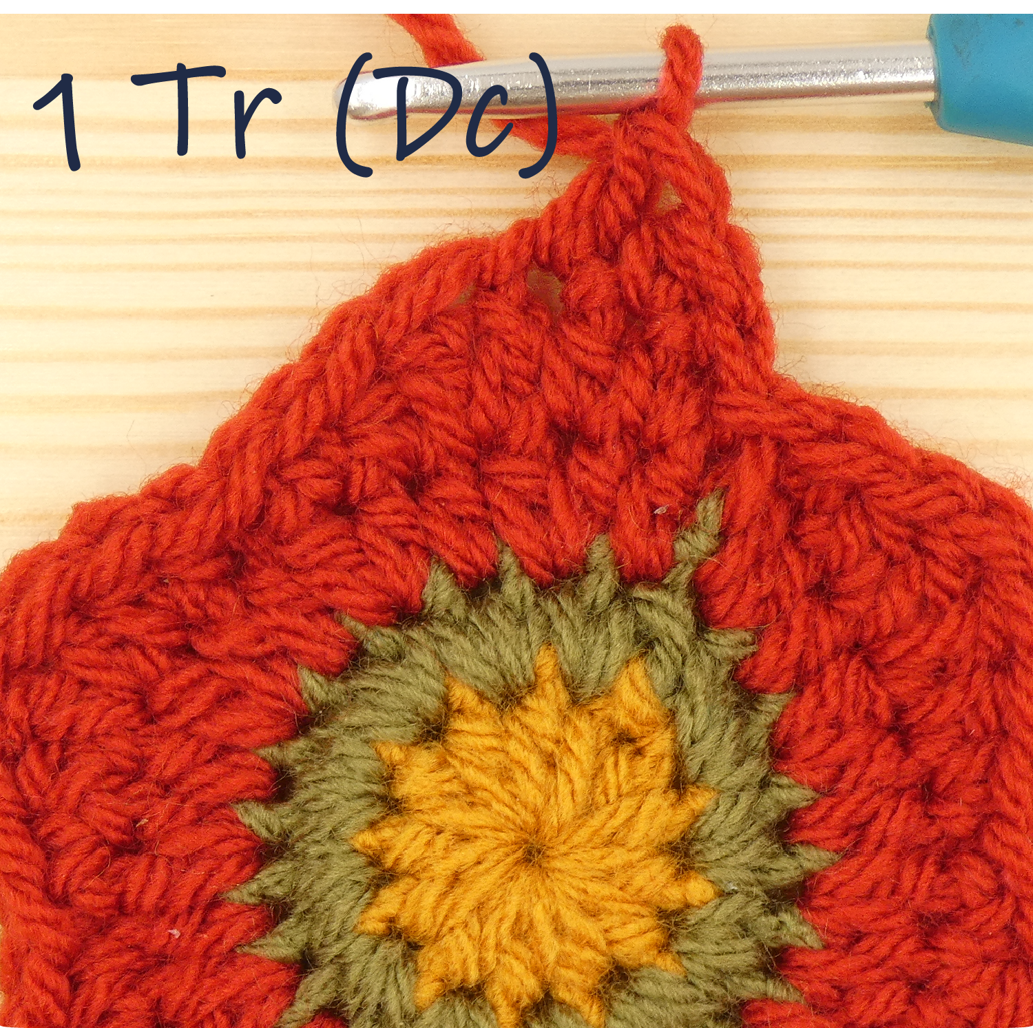 crochet pattern - easy crochet flower crochet photo pattern, round 5, 1 htr, 1 tr, 1 hdc, 1 dc