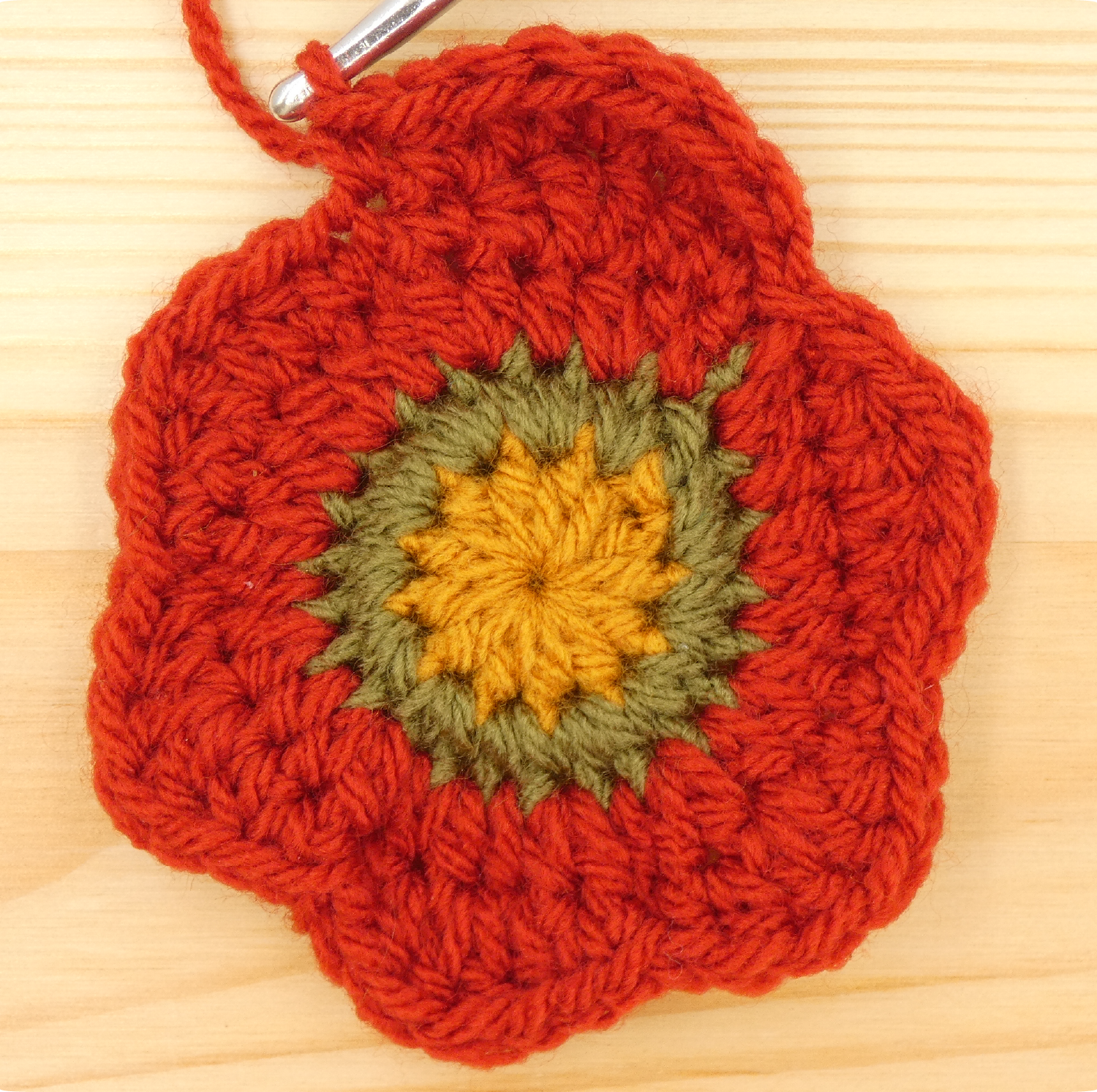 crochet pattern - easy crochet flower crochet photo pattern, round 5, Htr, dc, Hdc, sc