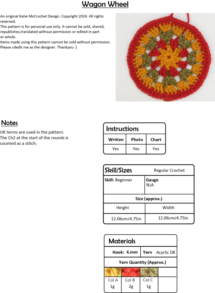 crochet pattern - easy crochet granny wheel / crochet wagon wheel crochet pattern front page
