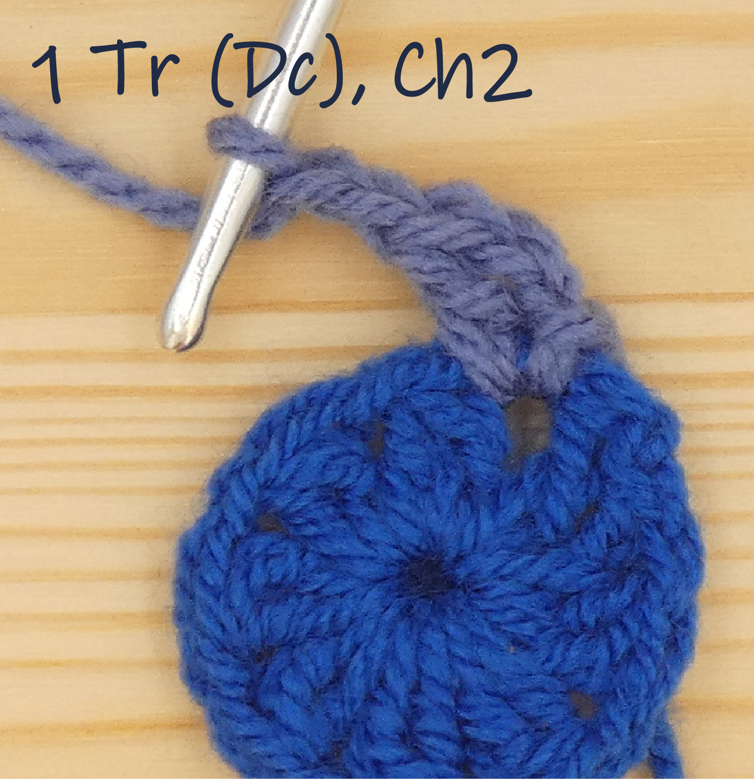 crochet pattern - easy crochet granny wheel / crochet wagon wheel crochet pattern photo pattern round 2, 1st repeat