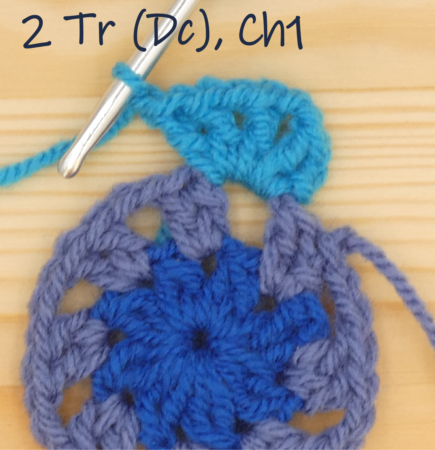 crochet pattern - easy crochet granny wheel / crochet wagon wheel crochet pattern photo pattern round 3, 2 trebles, chain 1