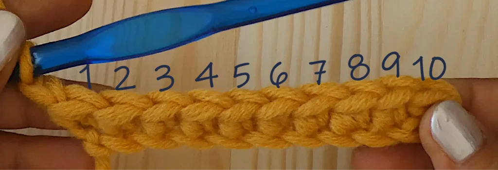 Count double crochet dc , single crochet sc stitches