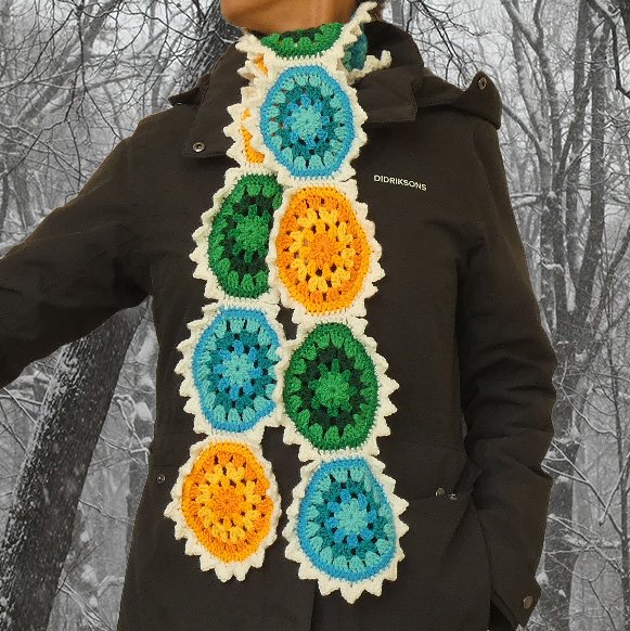 Free crochet scarf pattern - Wagon Wheel Crochet scarf style 1