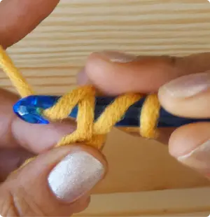 3 M1 TR Chain loop on hook yarn over 1 Katie McCrochet
