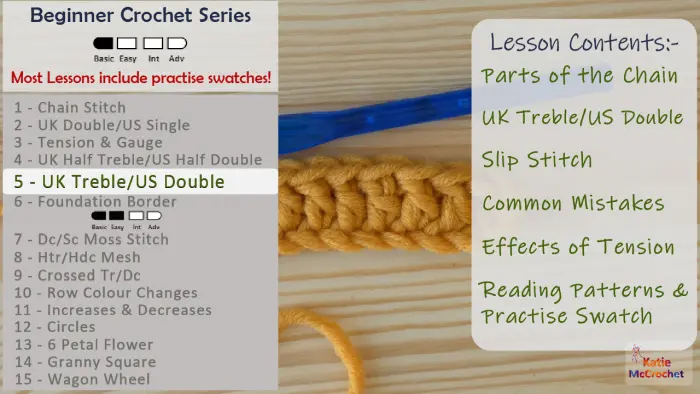 beginner crochet tutorials learn the treble (double) crochet stitch