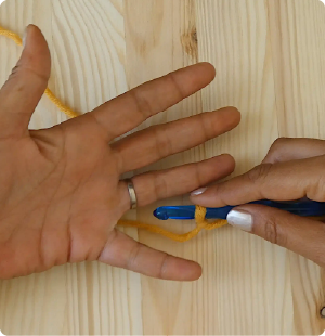 How to Hold Crochet yarn - hold at back of hand